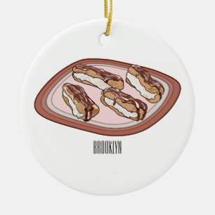 Cartoon met chocolade eclair keramisch ornament