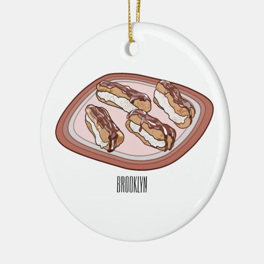 Cartoon met chocolade eclair keramisch ornament (Links)