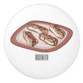 Cartoon met chocolade eclair keramische knop (Voorkant)