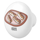 Cartoon met chocolade eclair keramische knop (Rechts)