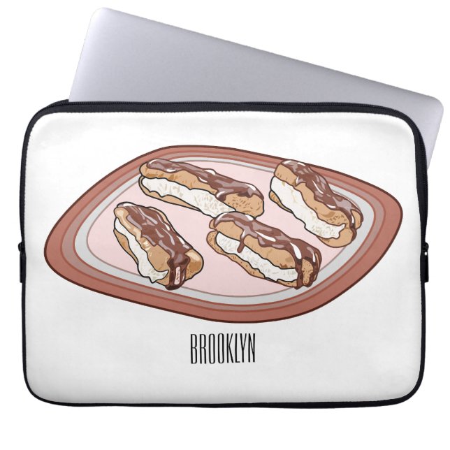 Cartoon met chocolade eclair laptop sleeve (Voorkant)