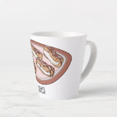 Cartoon met chocolade eclair latte mok (Rechterhoek)