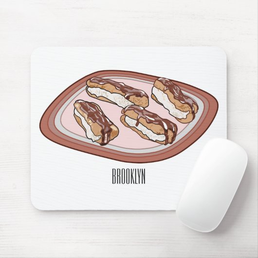 Cartoon met chocolade eclair muismat (Met muis)