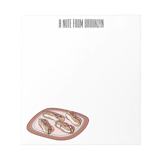 Cartoon met chocolade eclair notitieblok (Voorkant)