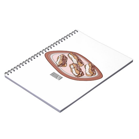 Cartoon met chocolade eclair notitieboek (Linkerzijde)
