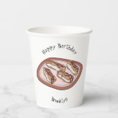 Cartoon met chocolade eclair papieren bekers (Achterkant)