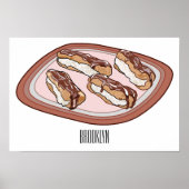 Cartoon met chocolade eclair poster (Voorkant)