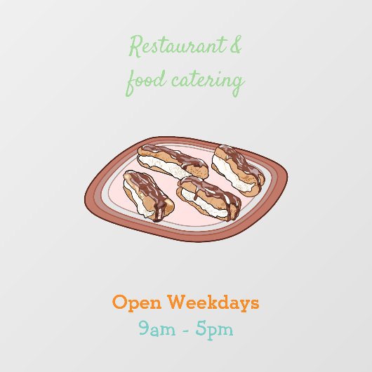 Cartoon met chocolade eclair raamsticker (Vel)