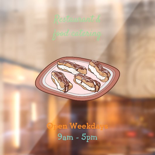 Cartoon met chocolade eclair raamsticker (Vel 2)