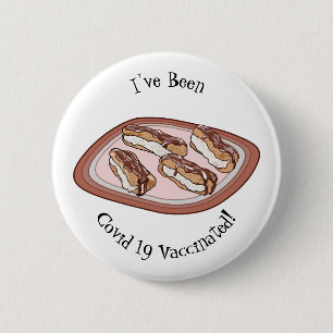 Cartoon met chocolade eclair ronde button 5,7 cm