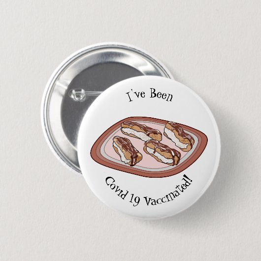 Cartoon met chocolade eclair ronde button 5,7 cm (Voorkant /achterkant)