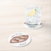 Cartoon met chocolade eclair ronde kartonnen onderzetter (Insitu)