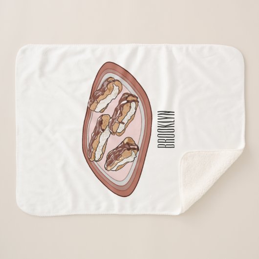 Cartoon met chocolade eclair sherpa deken (Voorkant (horizontaal))