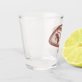 Cartoon met chocolade eclair shot glas (Links)