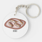 Cartoon met chocolade eclair sleutelhanger (Achterkant)