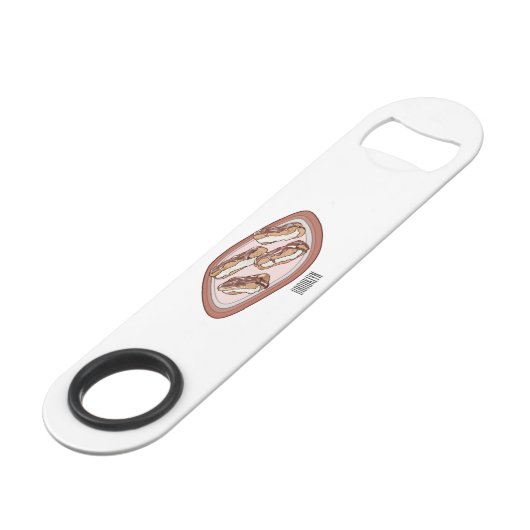 Cartoon met chocolade eclair speed flessenopener (Achterkant Gekanteld)