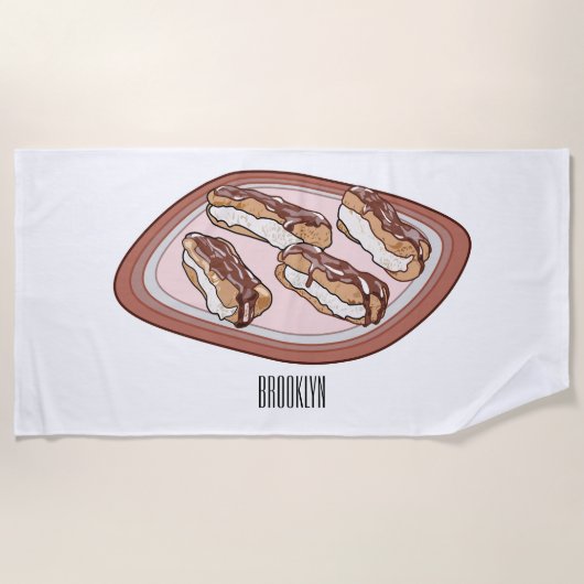 Cartoon met chocolade eclair strandlaken (Voorkant)