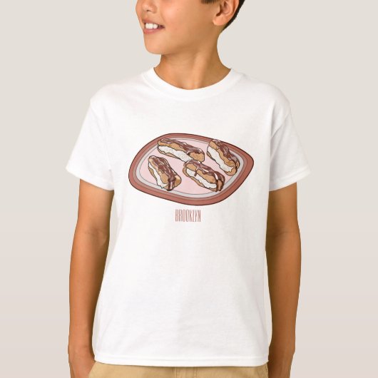 Cartoon met chocolade eclair t-shirt (Voorkant)