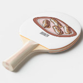 Cartoon met chocolade eclair tafeltennisbatje (Voorkant Gekanteld)