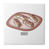 Cartoon met chocolade eclair tegeltje (Voorkant)