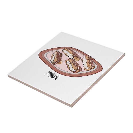 Cartoon met chocolade eclair tegeltje (Zijkant)