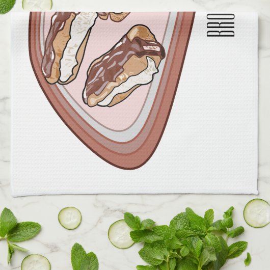 Cartoon met chocolade eclair theedoek (Gevouwen)