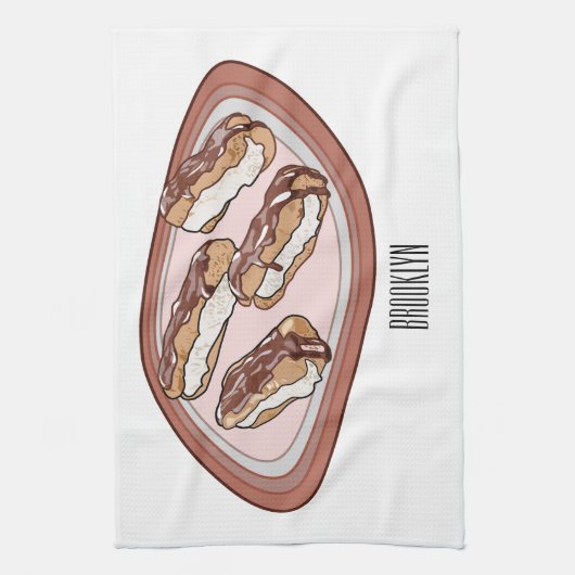 Cartoon met chocolade eclair theedoek (Verticaal)