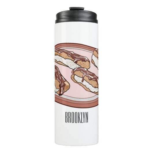 Cartoon met chocolade eclair thermosbeker (Voorkant)