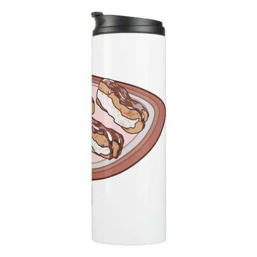 Cartoon met chocolade eclair thermosbeker (Geroteerd rechts)