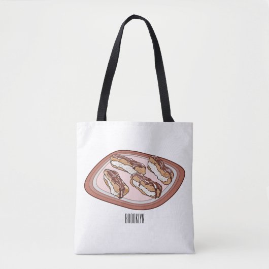 Cartoon met chocolade eclair tote bag (Voorkant)