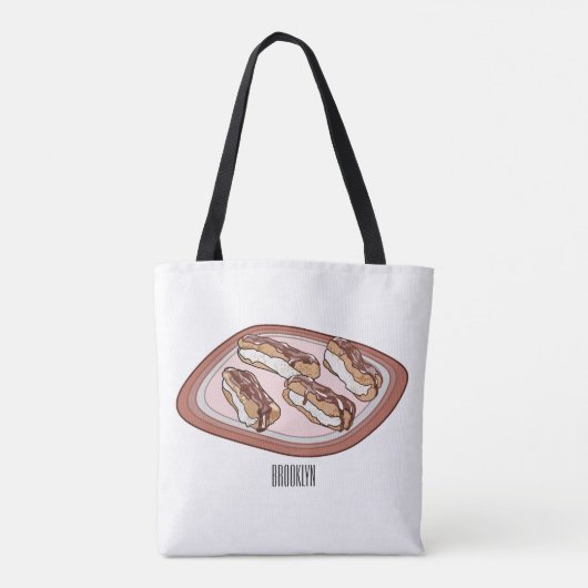 Cartoon met chocolade eclair tote bag (Achterkant)