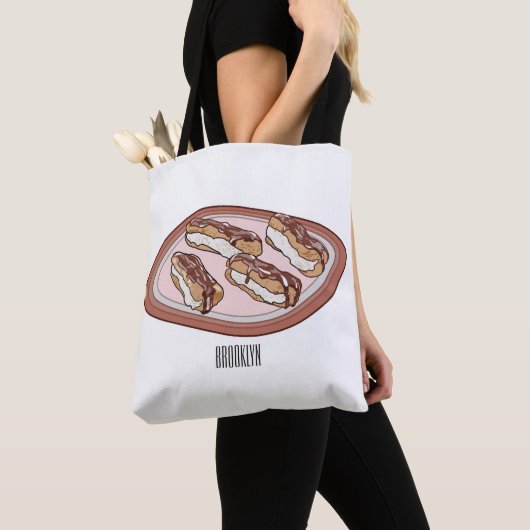 Cartoon met chocolade eclair tote bag (Dichtbij)