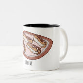 Cartoon met chocolade eclair tweekleurige koffiemok (Voorkant rechts)