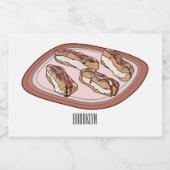 Cartoon met chocolade eclair voedselcontainer etiket (Enkel label)