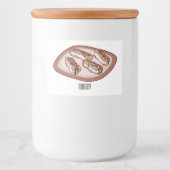 Cartoon met chocolade eclair voedselcontainer etiket (Voorkant)