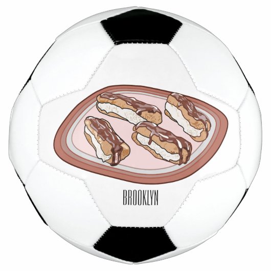 Cartoon met chocolade eclair voetbal (Voorkant)