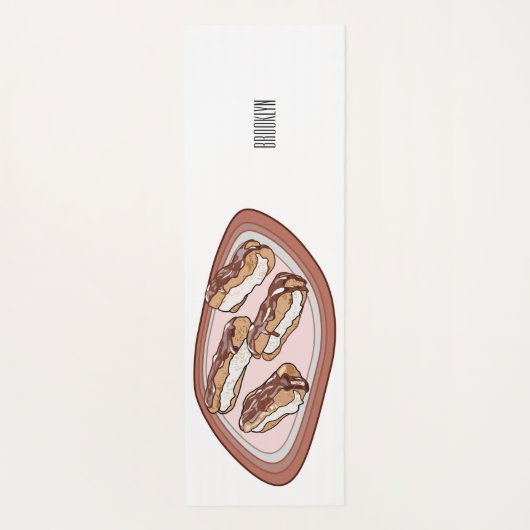 Cartoon met chocolade eclair yogamat (Achterkant)