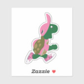 Cartoon met draaisel met roze Pet Sticker (Vel)