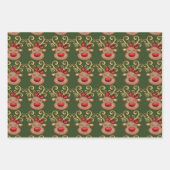 Cartoon met dunne rode neusgouden hoorns inpakpapier vel (Voorkant 3)