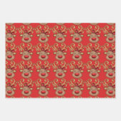 Cartoon met dunne rode neusgouden hoorns inpakpapier vel (Voorkant 2)