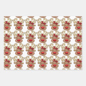 Cartoon met dunne rode neusgouden hoorns inpakpapier vel (Voorkant)