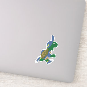 Cartoon met een blauwe Pet Sticker