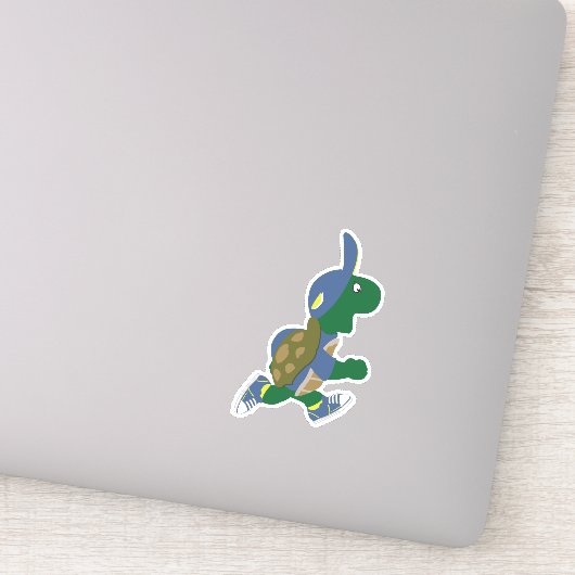 Cartoon met een blauwe Pet Sticker (Detail)