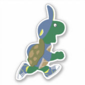 Cartoon met een blauwe Pet Sticker (Voorkant)