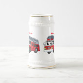 Cartoon met een brandblusmotor bierpul (Center)