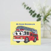 Cartoon met een brandblusmotor briefkaart (Staand voorkant)