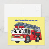 Cartoon met een brandblusmotor briefkaart (Voorkant / Achterkant)
