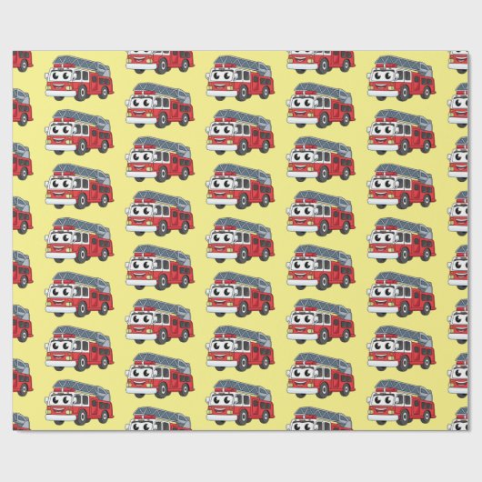 Cartoon met een brandblusmotor cadeaupapier (Vlak)