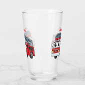 Cartoon met een brandblusmotor glas (Links)