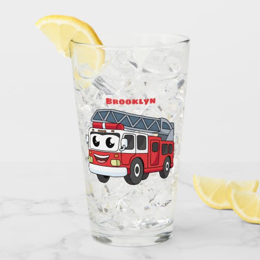 Cartoon met een brandblusmotor glas (Voorkant ijs)
